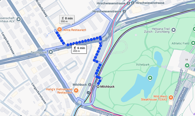 Fussweg Tramhaltestelle Milchbuck